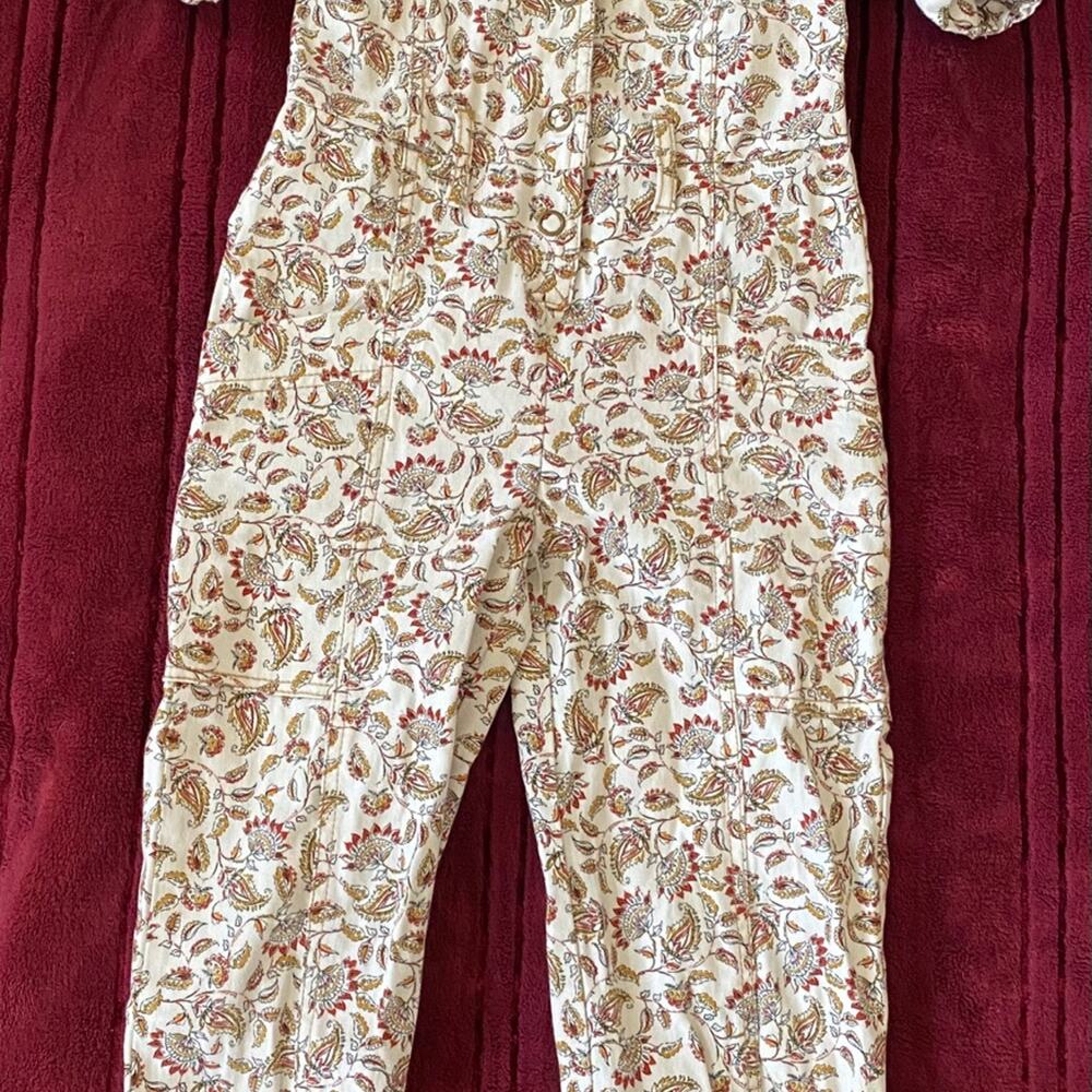 ZARA KIDS Girls Size 8 Paisley Cream Jumpsuit Missing Belt